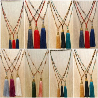 bali mix beads tassels necklace with golden caps handmade new design